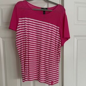 Ralph Lauren Active Pink Striped Women's Short Sleeve Tee 2x